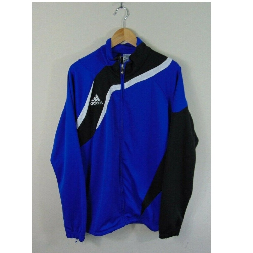 Adidas Men L Full Zip Striped Track Jacket Blue
